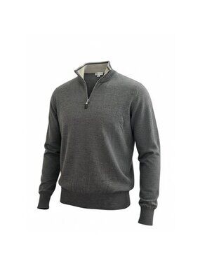 Peter Millar Merino Wool/Silk Men's Charcoal 1/4 Zip-Neck Sweater
